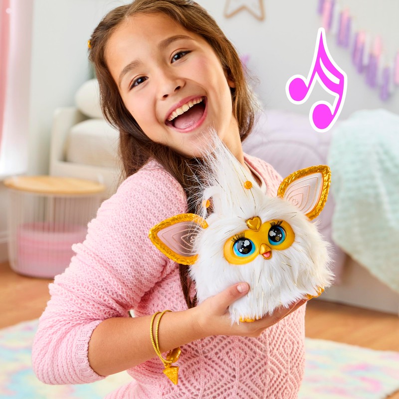 Hasbro Furby Gold Glam Interactive Plush Toy with Voice Control,