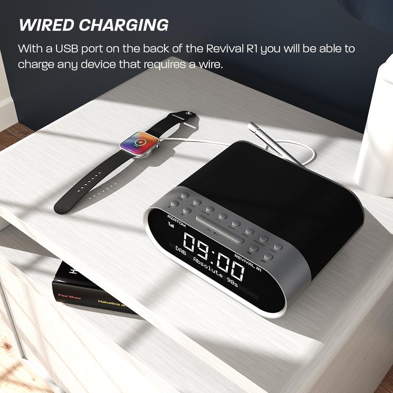 AZATOM Revival DAB+ DAB Digital FM Radio, Dual Alarm Clock,