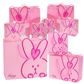 SALUDABLE Wrapping Bag, Rabbit, Paper Bag, Handbag, Gusset, Gift Bag, Rabbit Ears, Cute Animal (Pink, L Size, Set of 5)