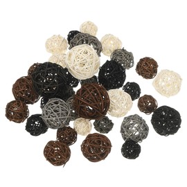PATIKIL Wicker Rattan Balls, 36 Pcs Decorative Balls for Centerpiece Bowls Home Decor 4 Sizes(White/Black/Deep Brown/Gray, 2.4",2",1.6",1.2")