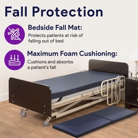 Foam Fall Mat for Elderly - Thick Bi-Fold Fall Prevention for Seniors and Children - High-Density Impact-Resistant Safety Floor Mat - Handicapped Patients Bedside Safety 24” x 68” x 4”