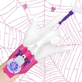 Spider Web Shooter Toys for Kids, 8 FT Web Shooter Wrist Toy-Rope Launcher for Kids, Superhero Cosplay Role Play Costume Props, Electric Take-up (Pink)