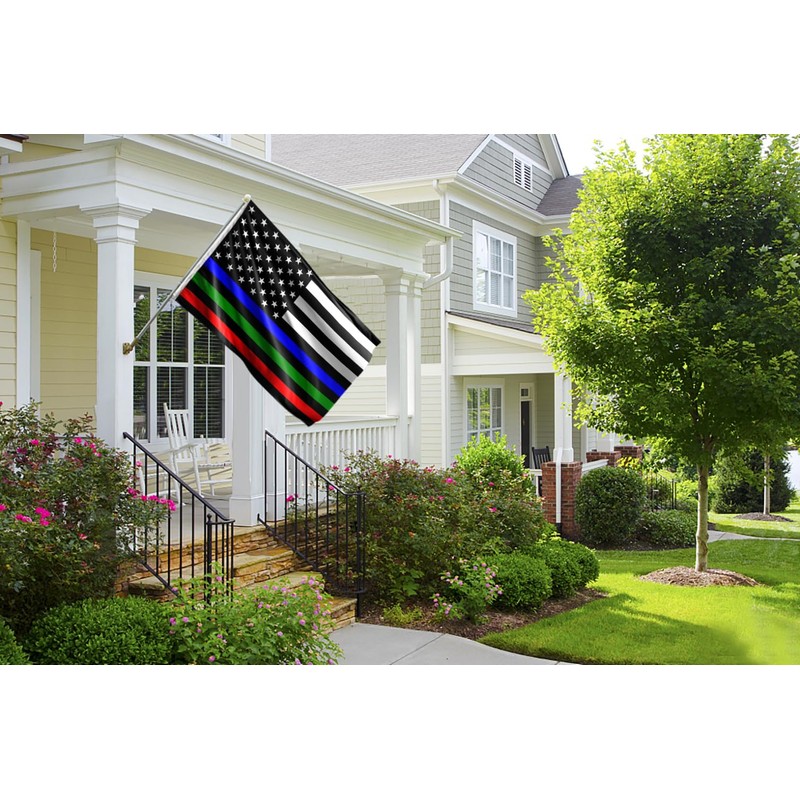 Double Sided Thin Blue Red Green Line Flag 3x5FT Police