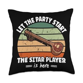 Let the Party Start the Sitar Player is here for Sitarist Throw Pillow