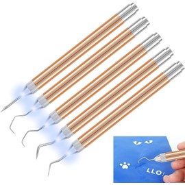 SAHENITEANA [v8] 5Pcs Vinyl Weeding Tools Set with LED Light Vinyl Lighted Weeding Pen Tools Straight Weeder Portable Weeding Hook Pin Basic Tool Set for Crafting Silhouettes Cameos DIY