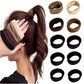 YFFSFDC Hair Rubber Set of 10, Non-marking Hair Elastic Jersey, Seamless Simple, Korean Style, Stylish, Adult, High Elasticity, Fashionable, Solid, Elegant, Small Arm Bands (Color A)