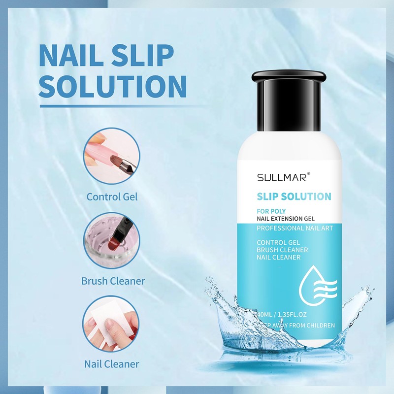 SULLMAR Nail Slip Solution 2.7 fl.oz for Poly Nail Gel