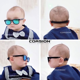 COASION Bendable Flexible Polarized Newborn Baby Sunglasses with Strap for Infant Boys Girls Age 0-12 Months (Pink-Green/Gray)
