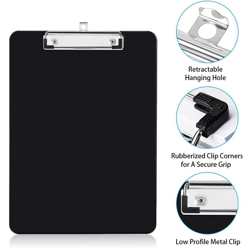 Clipboard, A4 Plastic Clipboards with Retractable Hooks, Standard A4 Letter