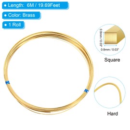 PATIKIL 20 Gauge/0.8mm 6 Meters Brass Square Wire, Bendable Brass Wire for Jewellery Making DIY Earring Wrapping Crafts Decoration, Brass