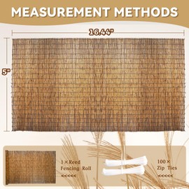 CSBWDLT Natural Reed Fencing, Eco-Friendly Reed Fence, 5 feet High x 16.44 feet Long, Reed Screen for Backyard Patio Garden and More,Brown