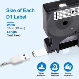 Lonitul 5P Compatible with DYMO Label Maker Refills D1 Clear/White D1 Label Tape 1/2In x 23Ft, 45010/45011/45012/45013/45020, Clear D1 Label for Dymo Labelmanager 160 210D 280 420P 500TS Wireless PnP