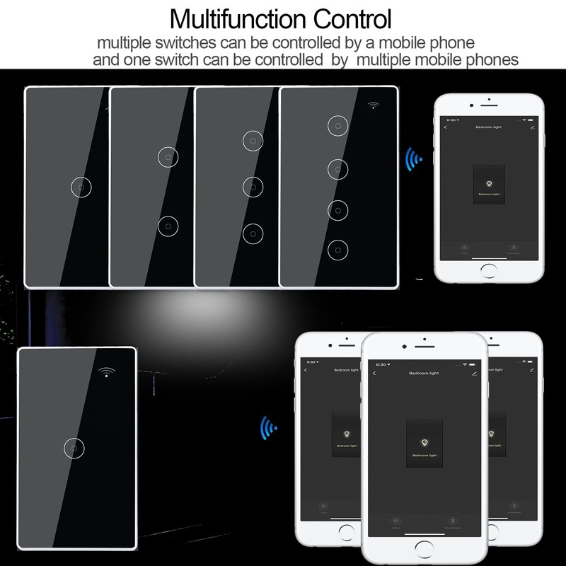 Smart Light Switch, 2.4GHz WiFi Light Switch Compatible with Alexa