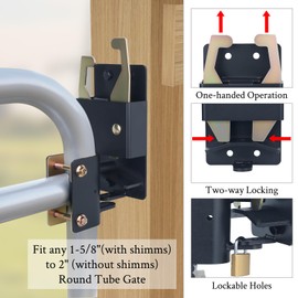 WellMade Heavy Duty 2 Way Farm Gate Latch -2 Pack Lockable Cattle Gate Latch for 1-5/8" to 2" Round Tube Gates, Fits Ranches, Horse Corrals, Pastures (Screws & Instructions Included)