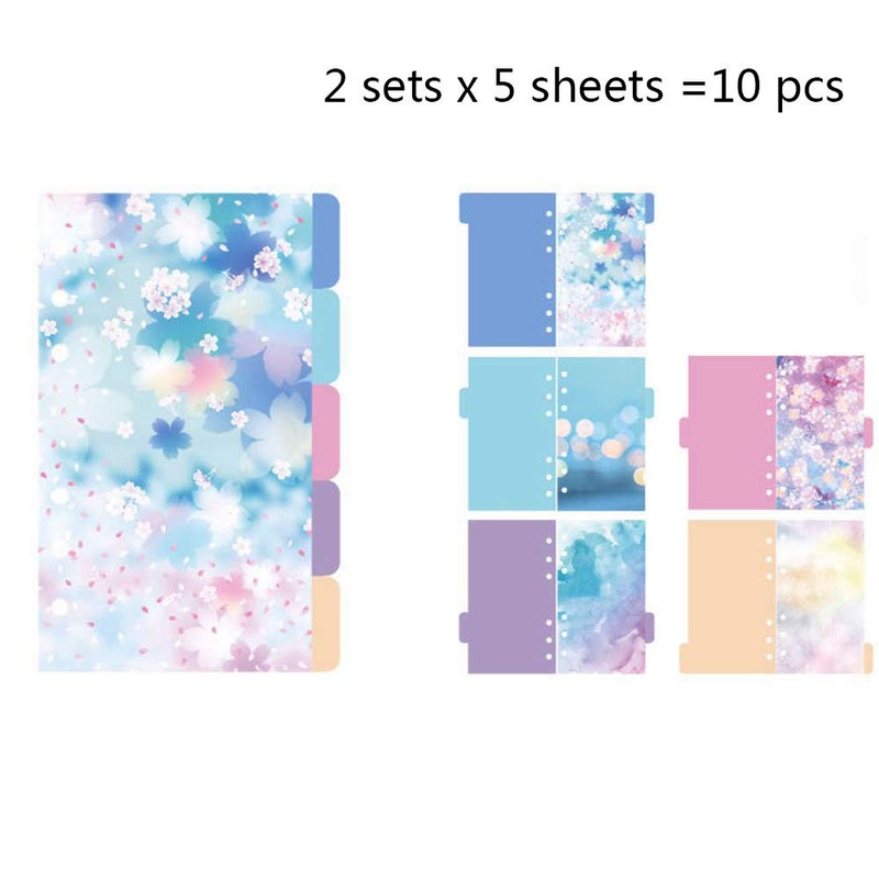 BLUGUL Coated Paper A5 Tabs, 6-Hole Index Sheets for Notebook/Travel
