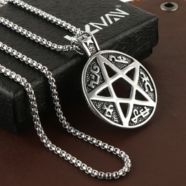 HZMAN Supernatural Devils Trap Symbol Sigil Stainless Steel Pendant Necklace Pentagram Anti Possession