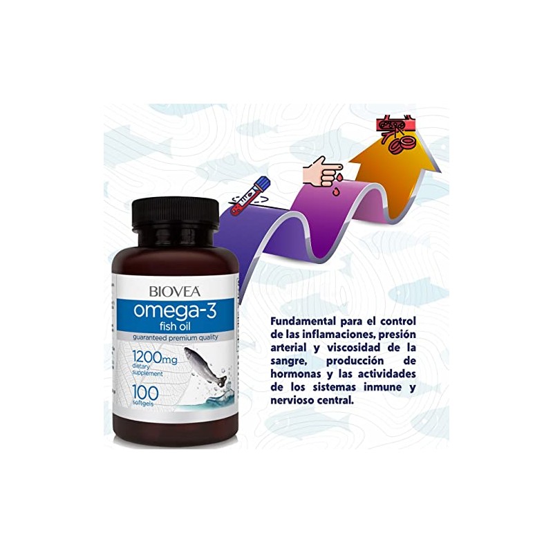 BIOVEA ACEITE DE PESCADO OMEGA-3 1200mg 100 Cápsulas