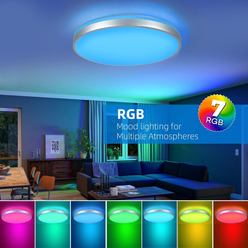 HOREVO Bathroom Ceiling Light with Remote Control with Bluetooth Speaker,