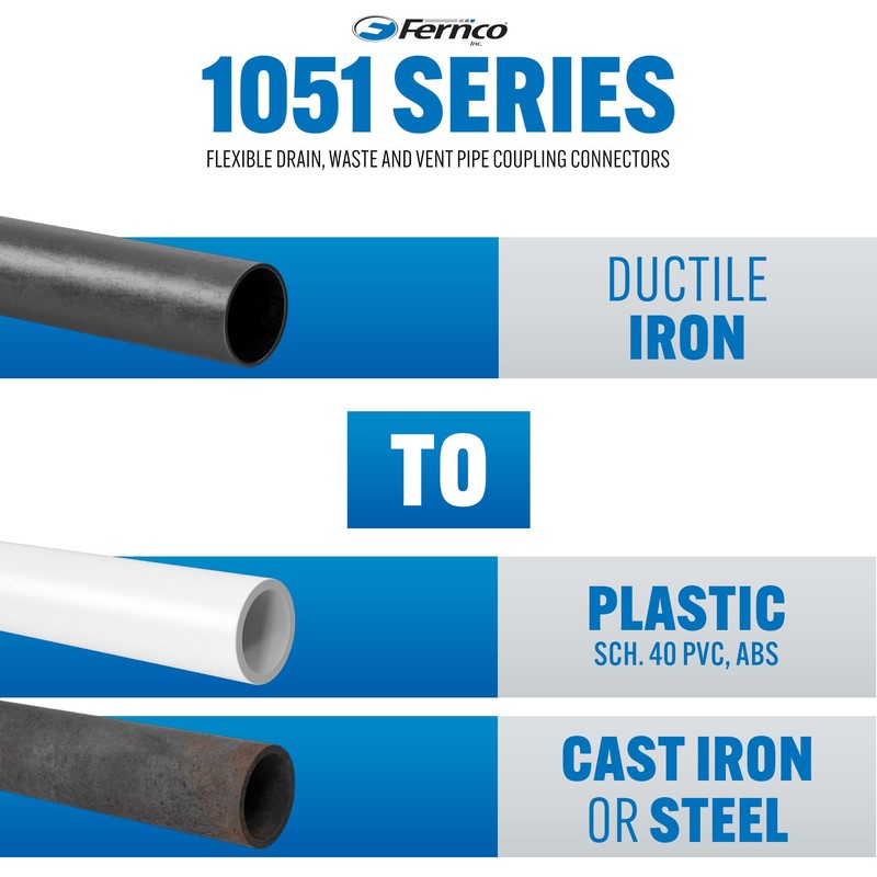 Fernco P1051-44 4" Flexible PVC Pipe Coupling for Asbestos Concrete