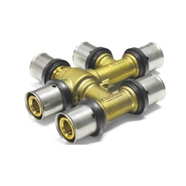 Sanpro Press Fitting Cross-Free T-Piece TH Contour, Size 20 x 2 - Outlet 16 x 2 - 16 x 2 (Cross-Free Plug Fit Thpress)