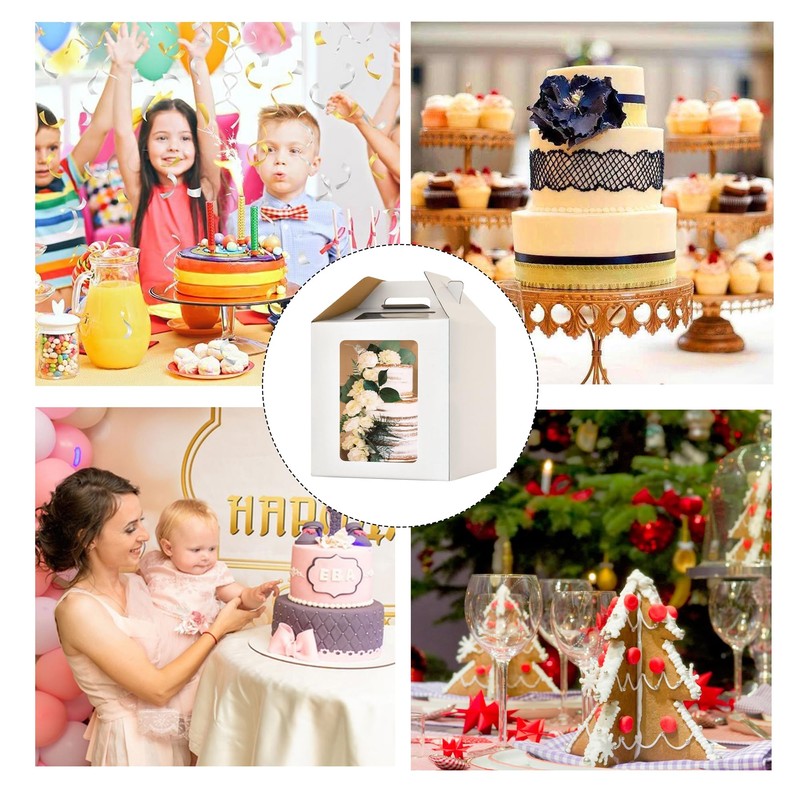 Hzzycaxli 14x14x14 Inch Tall Cake Boxes with windows, 14in Large