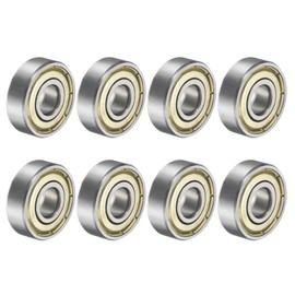 uxcell 8pcs 608ZZ Deep Groove Ball Bearings 0.3 x 0.8 x 0.3 inches (8 x 22 x 7 mm) Carbon Steel Double Sealed Bearing C3 Clearance Grade for Electric Equipment, Household Appliances, Garden Machinery
