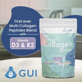 8in1 Advanced Multi Collagen Peptides, 16 Oz - Hydrolyzed Protein | Type I, II, III, V, X with Vitamin D3 & K2, Hyaluronic Acid, Biotin, Vitamin C, MSM, Glucosamine Sulphate & Chondroitin - Unflavored