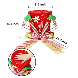 Christmas Tree Topper Hat, Elf Legs Xmas Tree Toppers Large Red Hat with Lengthened Ribbon, Christmas Tree Ornaments for Christmas Holiday