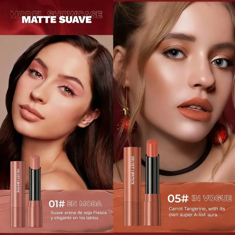 B Set De Pintalabios Mate Antiadherentes De Larga S