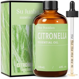 SU JUABA Citronella Oil 4 Fl Oz, 100% Pure Natural Aromatherapy Oil for Diffuser, Massage, Hair & Skin Care - 118ML