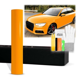 24"x60" (2FTx5FT) Papaya Orange PET Super Gloss High Glossy Vinyl Wrap Auto Car Sticker Decal Film Sheet Bubble Free Air Release Technology with Tool Kit