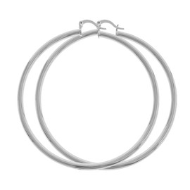 Women's Trendy Extra Large 80mm Extra Extra Large 100mm Rhodium Plated Round BIG Hoop Silver Tone Earrings Click Top (50mm & 70mm (1 Pair Each))