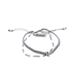 My Saint My Hero Be Still 3 Row Bracelet - Silver/Slate/Frosted Quartz