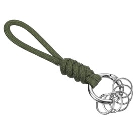 PATIKIL Badge Lanyard with Spring O Ring Flat Key Rings 4 Inch, Braided Wrist Keychain Strap for Keys Whistles Wallets, Army Green