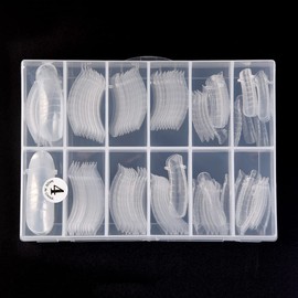 KADS Nail Tips 12 Sizes/10PCS Dual Nail Foam UV Gel Acrylic Nail Art Solid Transparent (Size 4)