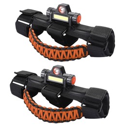 cartaoo Upgrade Roll Bar Grab Handles with Dome Light for Jeep Wrangler Accessories, Premium Paracord Grips Fit 2.0-4.0 Inch Rods CJ YJ TJ JK JL & Gladiator JT 1945-2023 (Orange 2pcs)