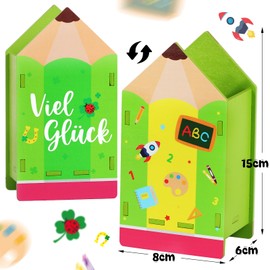 BOFUNX Desk Organiser Children's First Day of School Gifts Good Luck Exam Wooden Pen Holder Organiser Lucky Charm Exam Pen Holder Organiser for Boys Girls