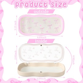 Beeveer Coquette Bow Glasses Case Hard Shell Pink Bow Clear Eyeglass Case Cute Holder for Sunglasses and Reading Glasses Cute Eyeglass Box Coquette Gifts for Women Men Girls