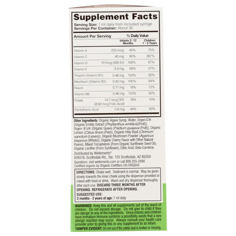 Wellements Wellements Organic Multivitamin Baby Drops, Gluten Free, 1 Fluid