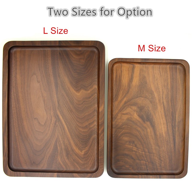 Bamber Wood Serving Tray Wooden Decorative Coffee Tea Platter Black