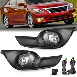 Nilight Fog Light Assembly Compatible with 2013 2014 2015 Nissan Altima with Clear Lens Fog Lamps Replacement H11 12V 55W Bulbs