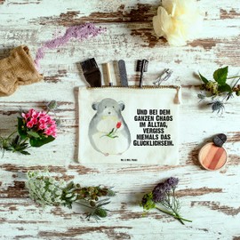 Mr. & Mrs. Panda Size M Chinchilla with Flower - Gift, Everyday Office Life, Good Mood, Animals, Makeup, Pencil Case, Cosmetic Bag