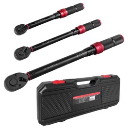 WETT 3Pcs Torque Wrench Set, 1/4'' & 3/8'' & 1/2'' Drive Click Torque Wrench, Dual-Direction Adjustable Reversible 72-Tooth Ratchet Handle, 20-240IN.LB, 5-45FT.LB, 20-160FT.LB