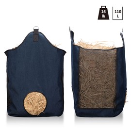 ZELARMAN Horse Hay Bag with Large Capacity，Slow Feeder Hay Nets， Leather Trim Feeding Bag for Horses, Sheep …