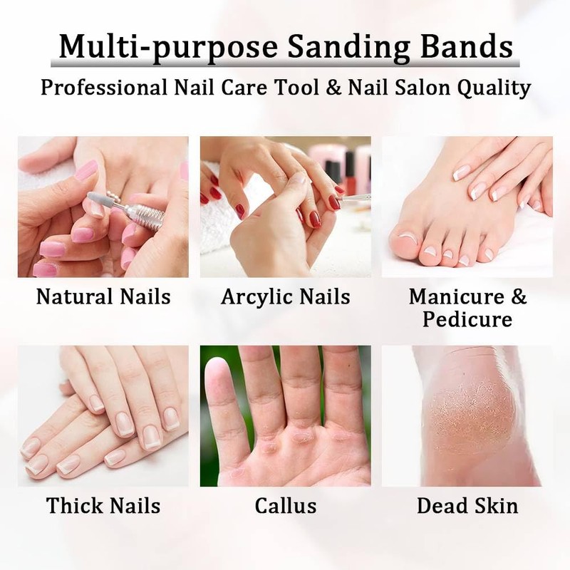 Henyall 180 Grit Sanding Bands Nail Drill 100Pcs,Sanding Band Nail