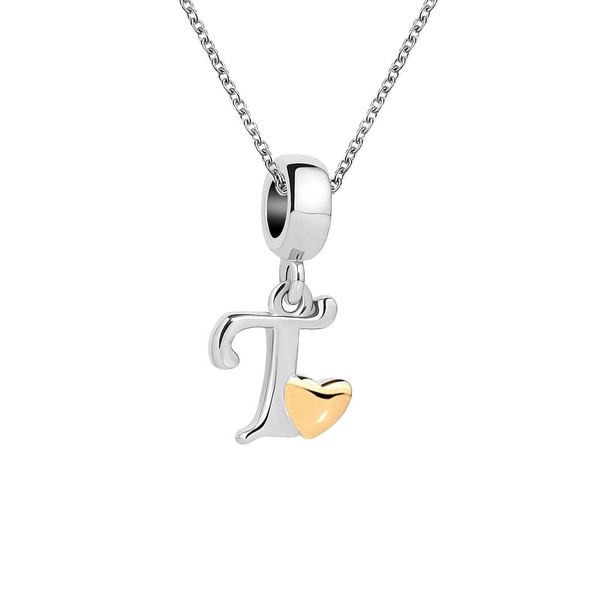 KunBead Jewelry 18 inch Letter T Initial Love Heart Alphabet