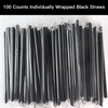 100 Pack Jumbo Smoothie Straws, Chetexus Black Smoothie Straws Plastic