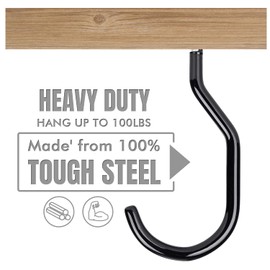 EJG Pack of 12 Tool Hooks, Garage Storage Hooks, Robust Double Hooks, Wall Hooks for Organising Power Tools, Ladders, Bikes, Skateboard, Ropes, DIY Garage Organisation