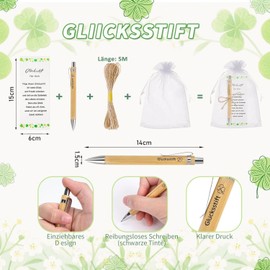 Calenxy 30 Sets Glücksstift Team Dankeschön Geschenke mit Karte Holz Kugelschreiber mit Spruch Geburtstag Gastgeschenke Kuli Glücksbringer Prüfung Bestehen Abschied für Lehrer Mitarbeiter Kollegen