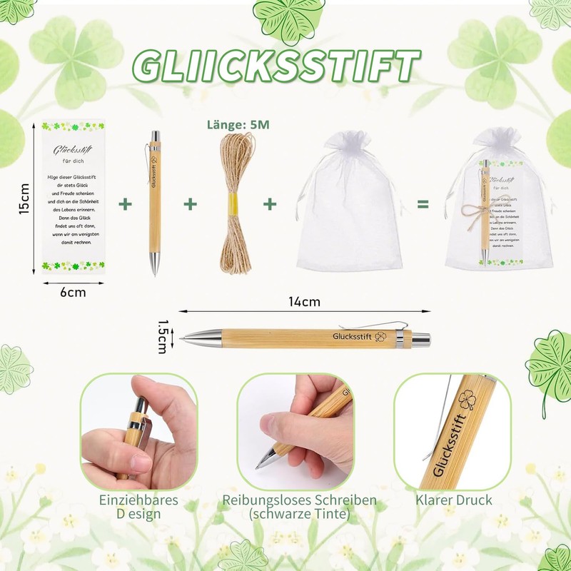 Calenxy 30 Sets Glücksstift Team Dankeschön Geschenke mit Karte Holz